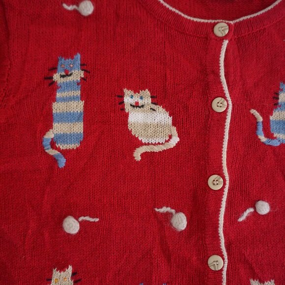 Vintage CJ Banks Hand-Embroidered Cat Button Cardigan Whimsical Kitschcore 3X - Picture 7 of 11